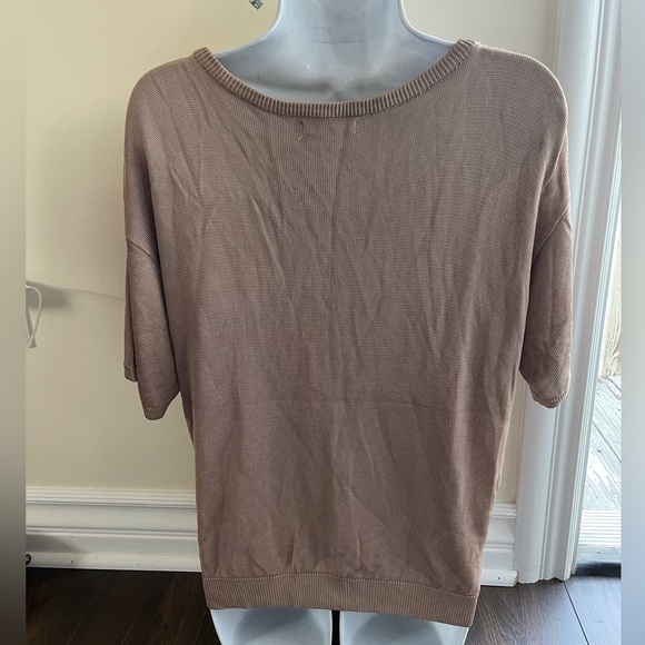 Saint + Sofia Short Sleeve Top Sweater Small beige medium - Picture 3 of 5